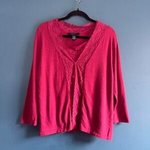 Vintage Beaded Sweater Set Women's Size L/XL Maroon Joneswear Lace Preppy Retro
